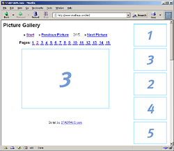 Frame mode. The thumbnails are displayed  <br />   in a navigation frame and the full-size  <br />  images are displayed in the main frame.